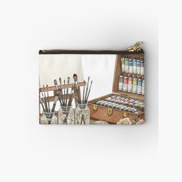 Item preview, Watercolor Artist’s Studio Setup: Painter Easel, Brushes & Paint Box Still Life designed and sold by VibranPalette.