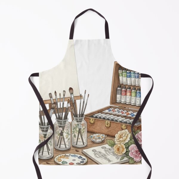 Item preview, Watercolor Artist’s Studio Setup: Painter Easel, Brushes & Paint Box Still Life designed and sold by VibranPalette.
