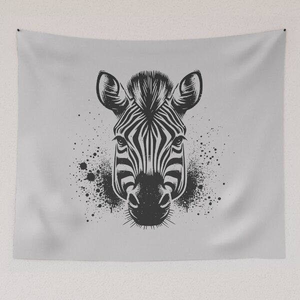 Item preview, Striped Zebra Portrait – Monochrome Ink Splash designed and sold by MvuuStudio.