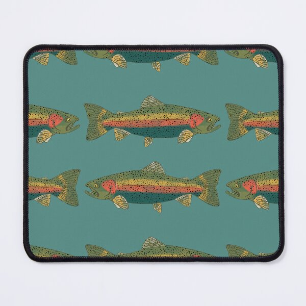 Item preview, Evergreen Rainbow Trout Teal Background designed and sold by StickEmUpDecal.