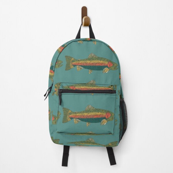 Item preview, Evergreen Rainbow Trout Teal Background designed and sold by StickEmUpDecal.