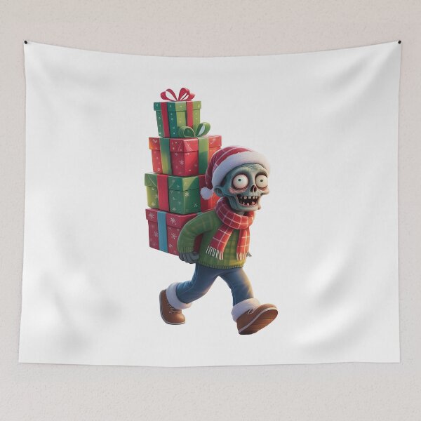 Item preview, zombie christmas Cute Christmas Zombie Carrying Gifts Holiday Art designed and sold by Uglyandcute.