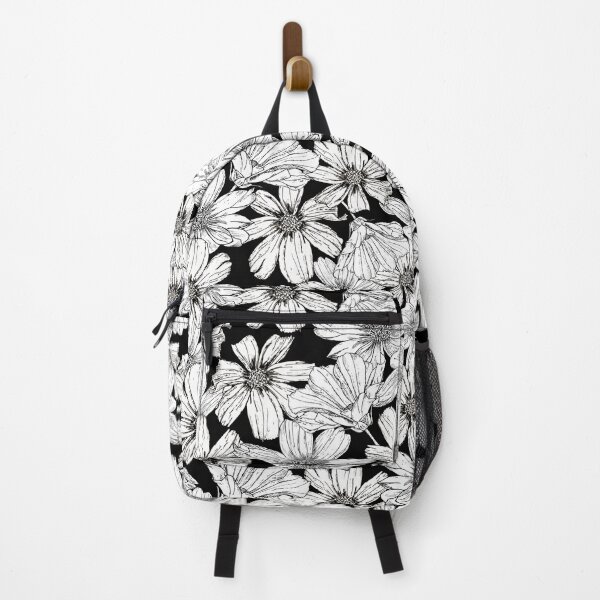 Item preview, White Cosmos flowers on black designed and sold by artbyruthandco.