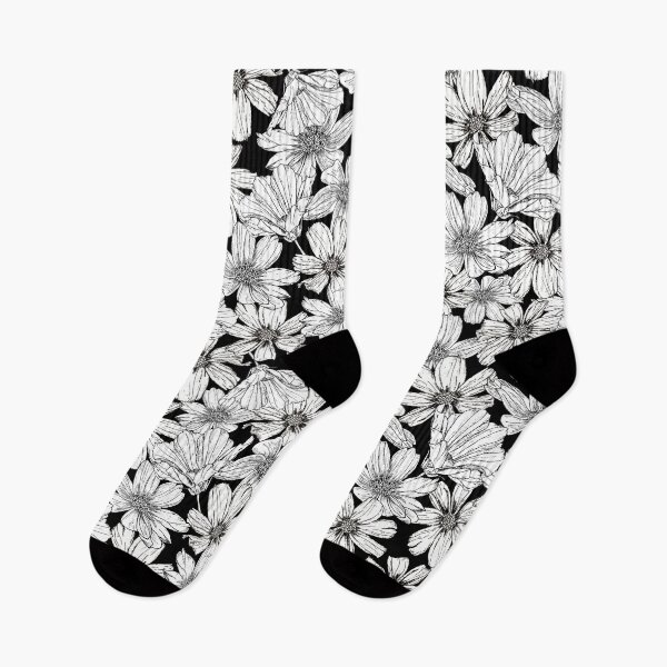 Item preview, White Cosmos flowers on black designed and sold by artbyruthandco.