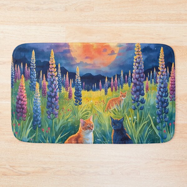 Item preview, Cats in a Lupine Meadow designed and sold by Modern-Tropical.