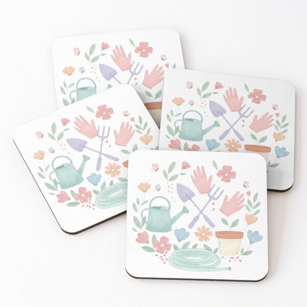 Item preview, Pastel Watercolor Gardening Tools Circle: Cottagecore Gardener Floral Composition designed and sold by VibranPalette.