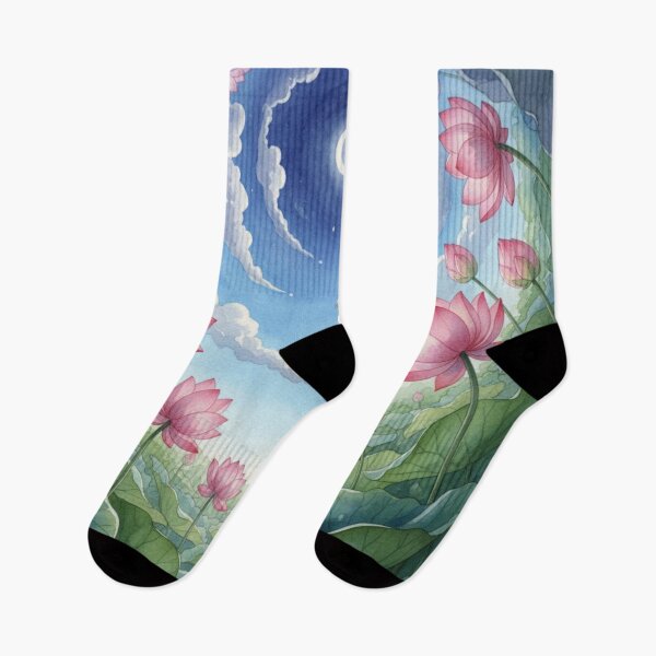 Item preview, Celestial Lotus Dreamscape – Watercolor Night Blossom Fantasy Art designed and sold by Oonward2021.