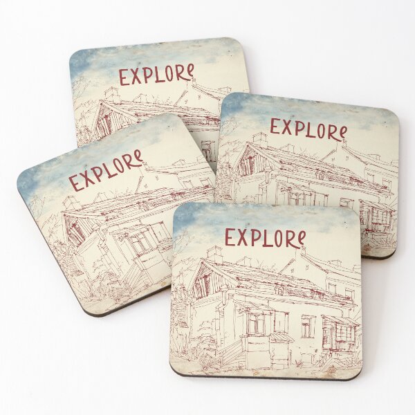Item preview, Explore Vilnius, Lithuania lineart with antique background designed and sold by CHASAcreative.