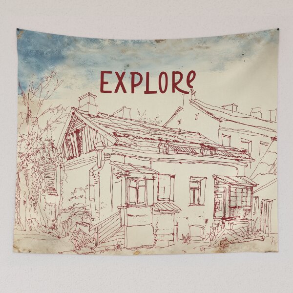 Item preview, Explore Vilnius, Lithuania lineart with antique background designed and sold by CHASAcreative.