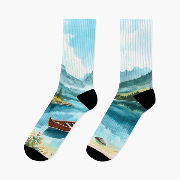 Item preview, Tranquil Mountain Lake Scene Art designed and sold by Modern-Tropical.