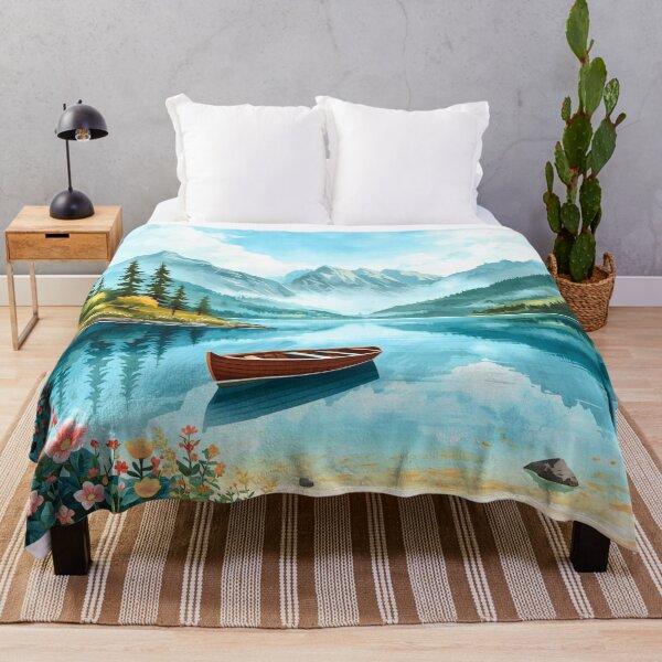 Item preview, Tranquil Mountain Lake Scene Art designed and sold by Modern-Tropical.