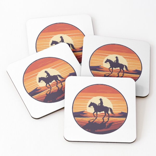 Item preview, Solitary Western Cowboy Sunset Desert Silhouette Art designed and sold by MartinxMarie.
