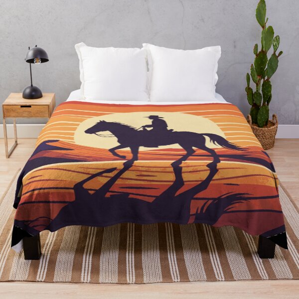 Item preview, Solitary Western Cowboy Sunset Desert Silhouette Art designed and sold by MartinxMarie.