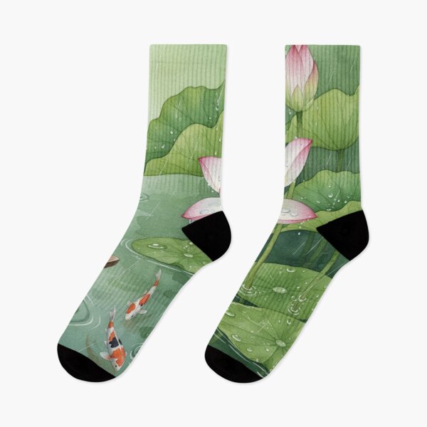 Item preview, Rainy Pond Serenity – Watercolor Lotus & Koi Harmony designed and sold by Dream Bloom Gallery.