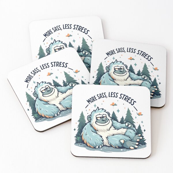 Item preview, More Sass Less Stress – Funny Yeti Winter Vibes T-Shirt designed and sold by SoftyDesigns.