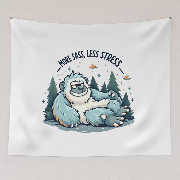 Item preview, More Sass Less Stress – Funny Yeti Winter Vibes T-Shirt designed and sold by SoftyDesigns.