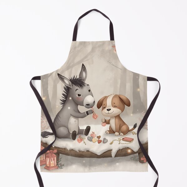 Item preview, Valentine’s Donkey & Puppy Couple • Whimsical Heart Token Prep Art designed and sold by WildlifeWhimsy.