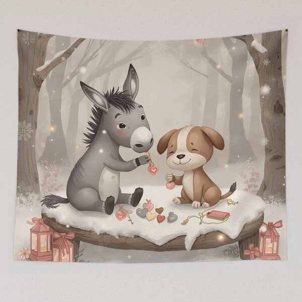 Item preview, Valentine’s Donkey & Puppy Couple • Whimsical Heart Token Prep Art designed and sold by WildlifeWhimsy.