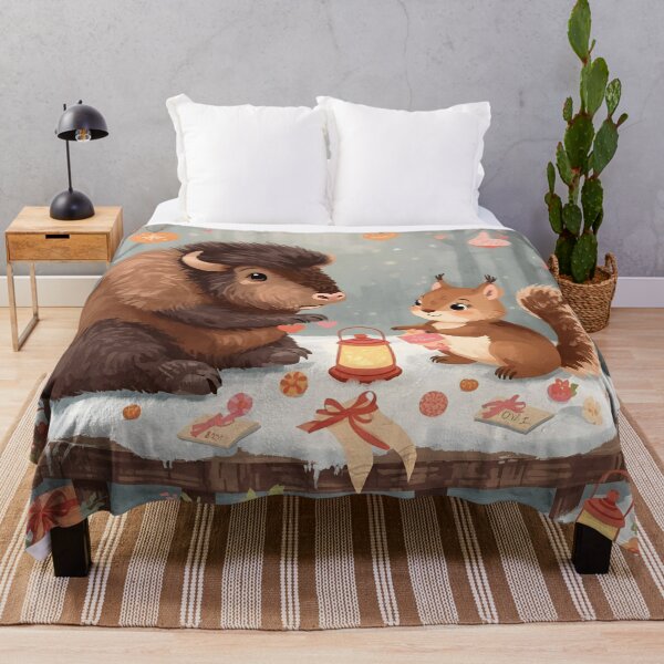 Item preview, Valentine’s Bison & Squirrel Couple • Whimsical Heart Charm Prep Art designed and sold by WildlifeWhimsy.