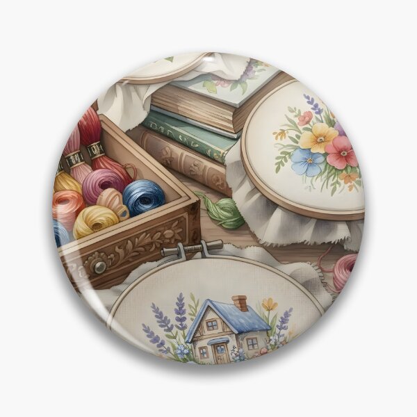 Item preview, Cozy Cottage Cross Stitch Hoop: Watercolor Needlework and Embroidery Supplies designed and sold by VibranPalette.