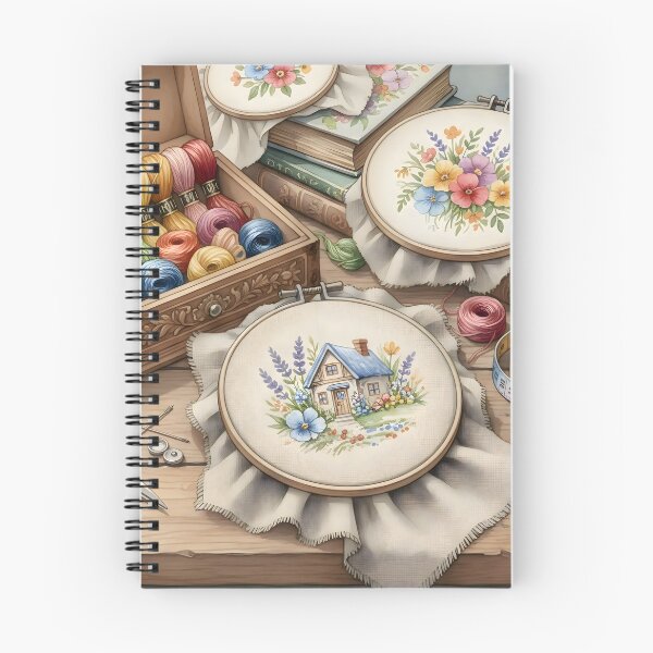 Item preview, Cozy Cottage Cross Stitch Hoop: Watercolor Needlework and Embroidery Supplies designed and sold by VibranPalette.