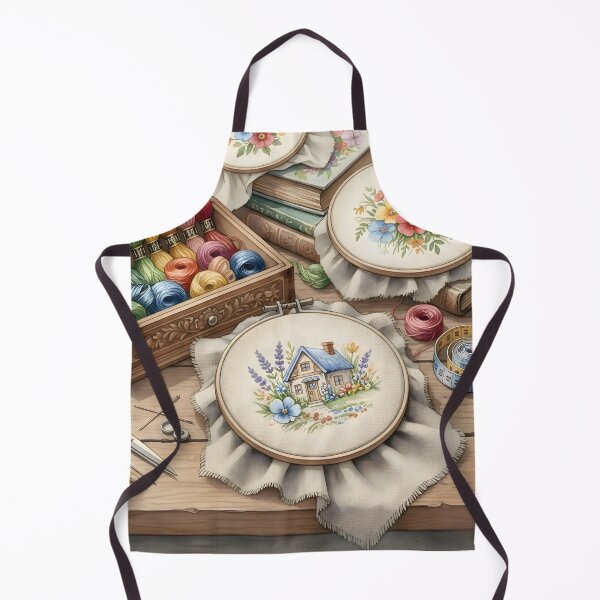 Item preview, Cozy Cottage Cross Stitch Hoop: Watercolor Needlework and Embroidery Supplies designed and sold by VibranPalette.