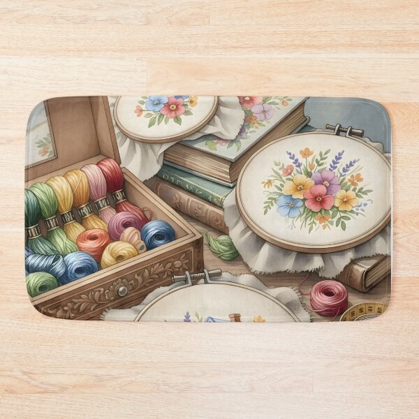 Item preview, Cozy Cottage Cross Stitch Hoop: Watercolor Needlework and Embroidery Supplies designed and sold by VibranPalette.