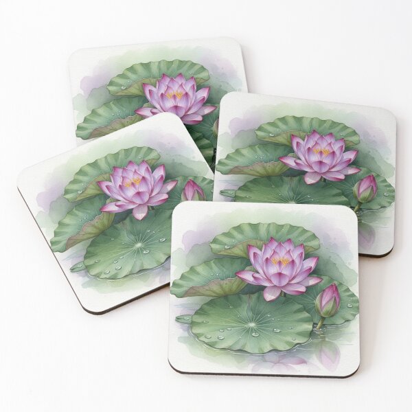 Item preview, Blossom of Still Waters – Tranquil Pink Lotus Watercolor Art designed and sold by Oonward2021.