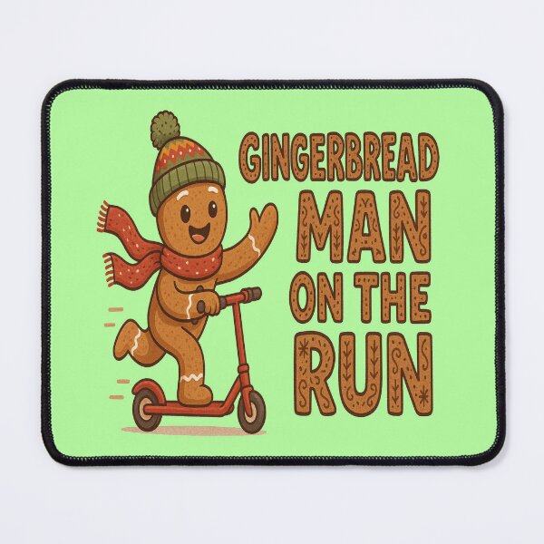 Item preview, Gingerbread Man on the Run – Cute Christmas Scooter Art designed and sold by alizo74.