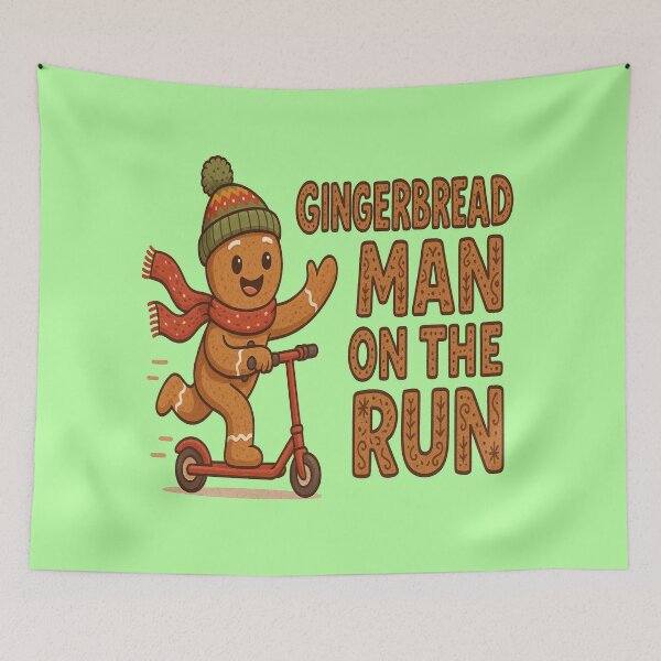 Item preview, Gingerbread Man on the Run – Cute Christmas Scooter Art designed and sold by alizo74.