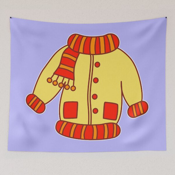 Item preview, Cute Winter Coat Illustration with Scarf, Cartoon Style designed and sold by RS4you.