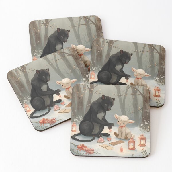 Item preview, Valentine’s Panther & Lamb Couple • Whimsical Heart Crystal Prep Art designed and sold by WildlifeWhimsy.