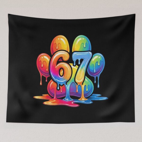 Item preview, Rainbow Dripping 67 Paw Birthday Shirt designed and sold by LashondaGreen89.