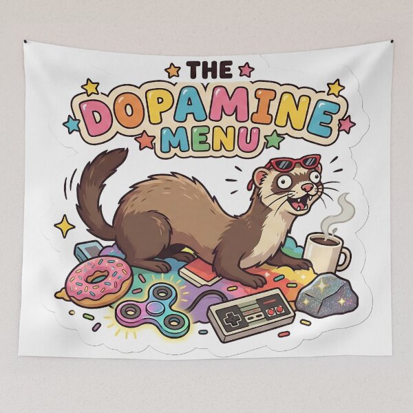 Item preview, The Dopamine Menu Chaotic Ferret designed and sold by StickyGuys.