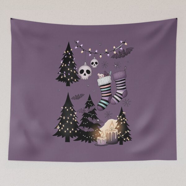 Item preview, zombie christmas Merry Gothmas Cute Pastel Goth Holiday Pattern designed and sold by Uglyandcute.