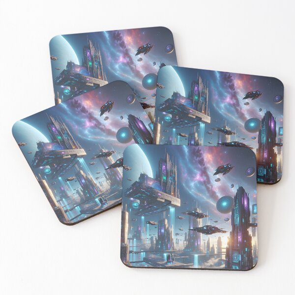Item preview, Neon Skyline of the Future – Cyber Galactic Cityscape designed and sold by MANA-Goods.