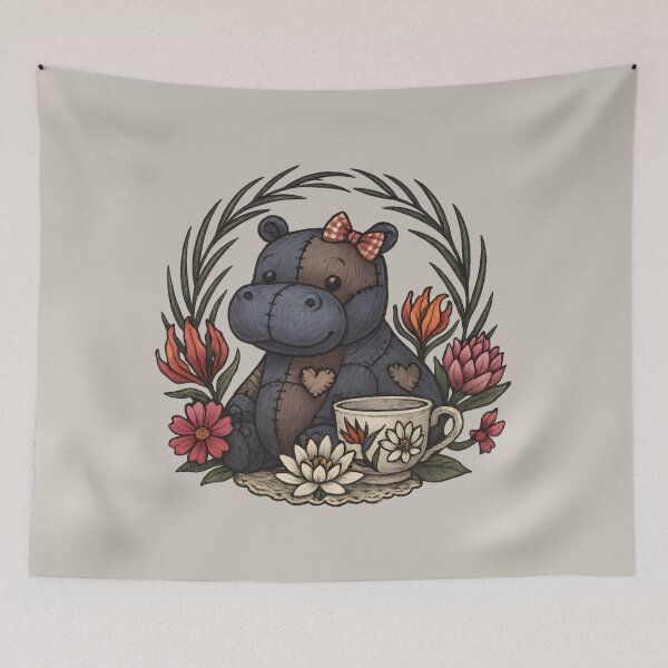 Item preview, Patchwork Hippo Tea Party designed and sold by MvuuStudio.