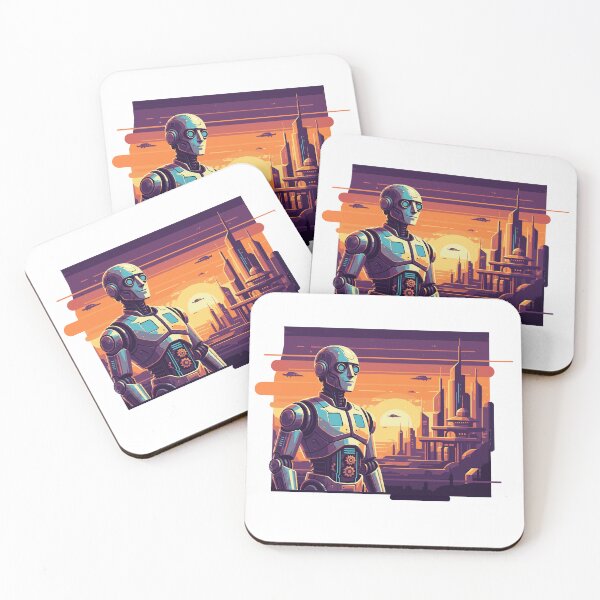Item preview, Retro Cyborg Future City Sunset Digital Art designed and sold by MartinxMarie.