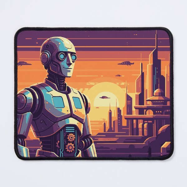 Item preview, Retro Cyborg Future City Sunset Digital Art designed and sold by MartinxMarie.