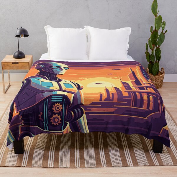 Item preview, Retro Cyborg Future City Sunset Digital Art designed and sold by MartinxMarie.