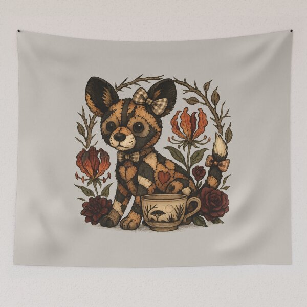 Item preview, Patchwork African Wild Dog & Teacup designed and sold by MvuuStudio.