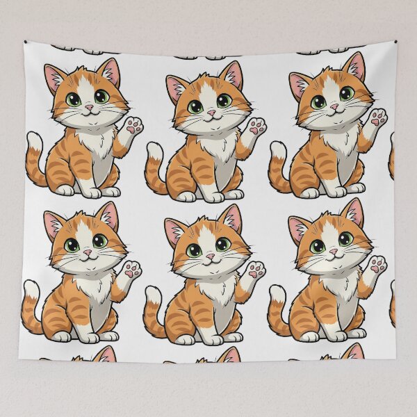 Item preview, Adorable Waving Orange Tabby Cat Digital Art designed and sold by MartinxMarie.