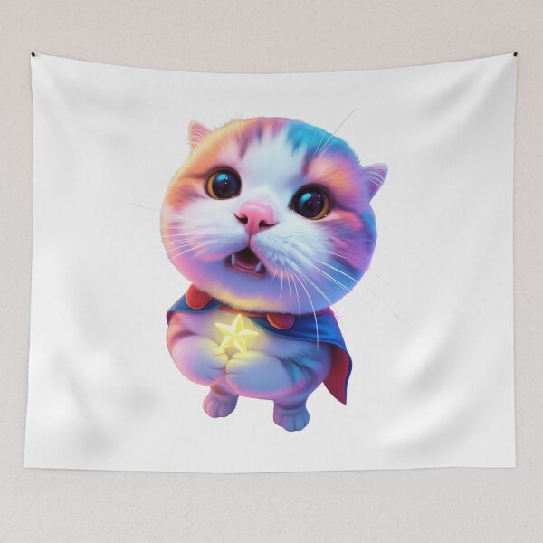 Item preview, Superhero Cat Holding a Shining Star (Without Background) designed and sold by Firmansyahnw.