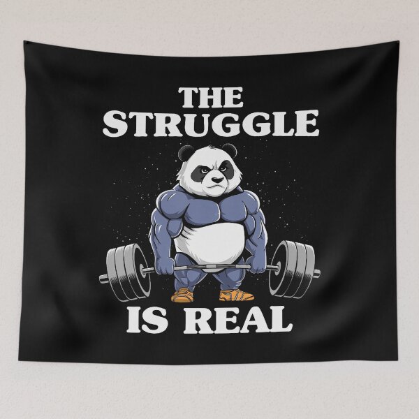 Item preview, The Struggle Is Real Panda Lifting Weights Deadlift designed and sold by TommieJune.