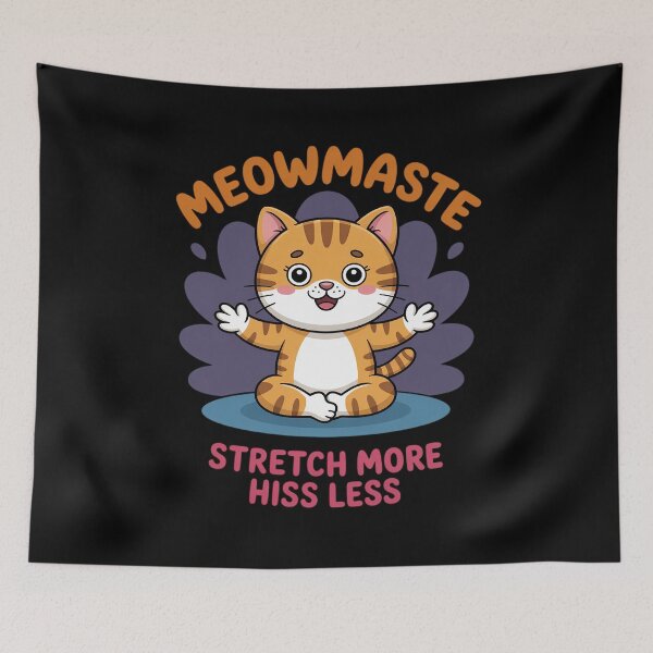Item preview, Meowmaste Cat Yoga Stretch More Hiss Less designed and sold by ShelFisher.