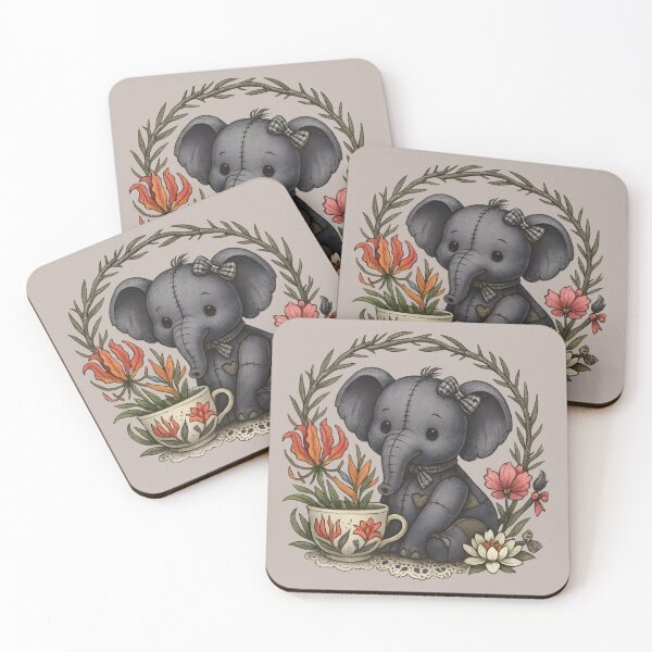 Item preview, Patchwork Baby Elephant with Teacup designed and sold by MvuuStudio.
