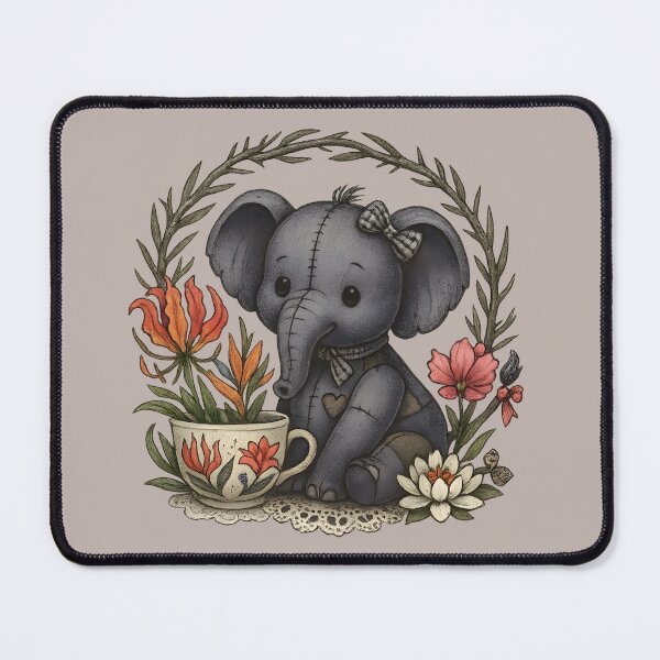 Item preview, Patchwork Baby Elephant with Teacup designed and sold by MvuuStudio.
