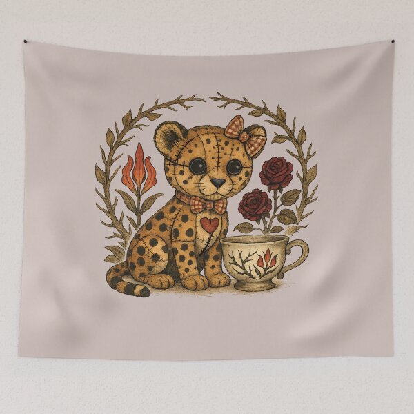 Item preview, Patchwork Cheetah Cub with Roses designed and sold by MvuuStudio.