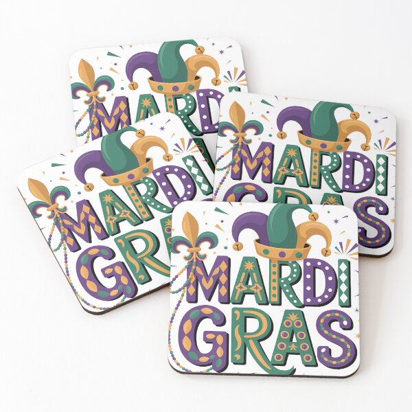 Item preview, Festive New Orleans Mardi Gras Typography & Jester Mask Illustration designed and sold by RoyesButler.