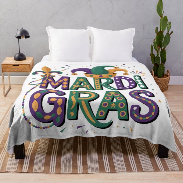 Item preview, Festive New Orleans Mardi Gras Typography & Jester Mask Illustration designed and sold by RoyesButler.